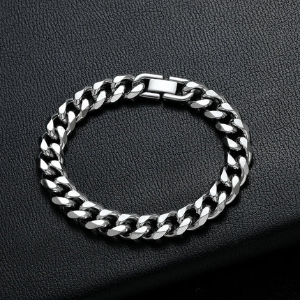 CN Men's Golden Black 8mm 316L Cuban Chain Bracelet by zapcart