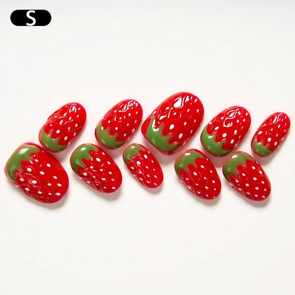 Press On Nails Handmade Square Pink For Women Strawberry by zapcart