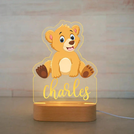 Personalized Kids Animal Night Light Custom Name Lamp by zapcart