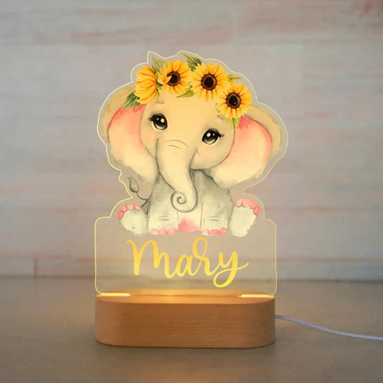 Personalized Kids Animal Night Light Custom Name Lamp by zapcart