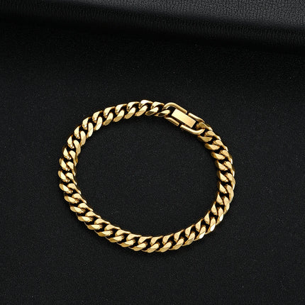 CN Men's Golden Black 8mm 316L Cuban Chain Bracelet by zapcart