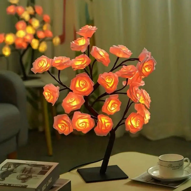 Rose Tree Lamp Romantic Flower Night Light Valentines Day by zapcart