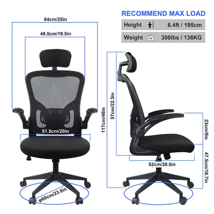 Gwong Ergonomic Office Chair Desk Chair with Headrest Breathable Mesh Cover Lumbar Support Computer Chair 360 ° Swivel Chair by zapcart