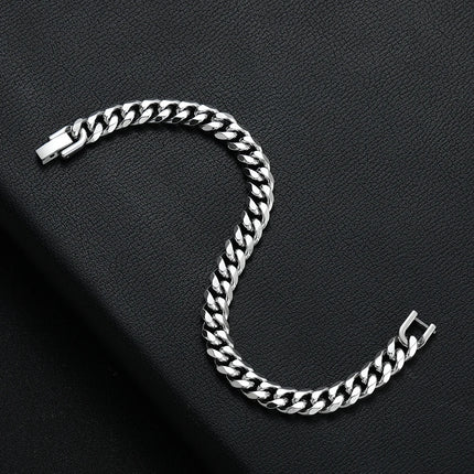 CN Men's Golden Black 8mm 316L Cuban Chain Bracelet by zapcart