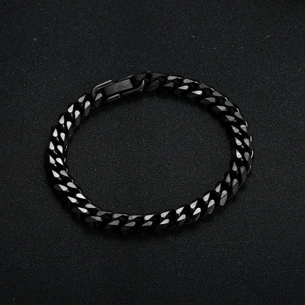 CN Men's Golden Black 8mm 316L Cuban Chain Bracelet by zapcart