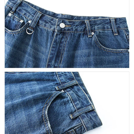 Kevinbatd Men Denim Shorts Loose Fit Vintage Y2K Gothic by zapcart