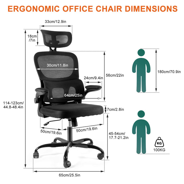 Gwong Ergonomic Office Chair Desk Chair with Folding Armrest Height-Adjustable Breathable Backrest Swivel Gaming Chair by zapcart
