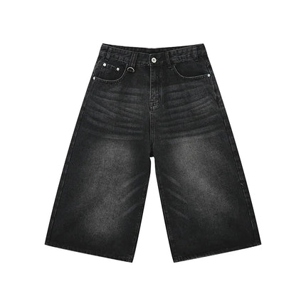 Kevinbatd Men Denim Shorts Loose Fit Vintage Y2K Gothic by zapcart