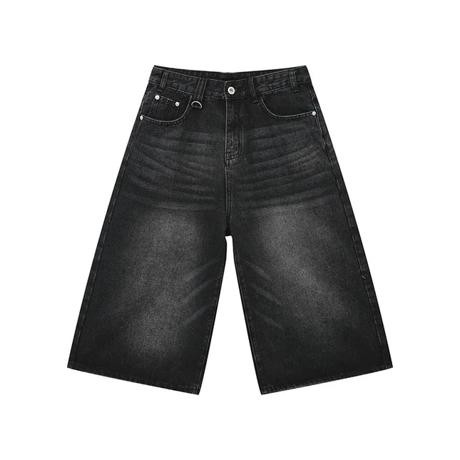 Kevinbatd Men Denim Shorts Loose Fit Vintage Y2K Gothic by zapcart