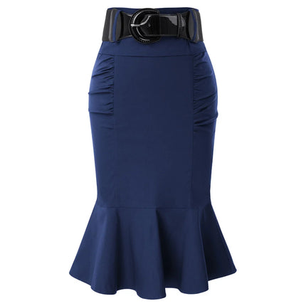 Belle Poque Pencil Skirt Women High Waist Belt Officewear by zapcart