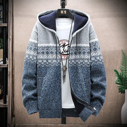 ENWEIGECN Mens Hooded Plaid Sweater Jacket Winter Warm by zapcart