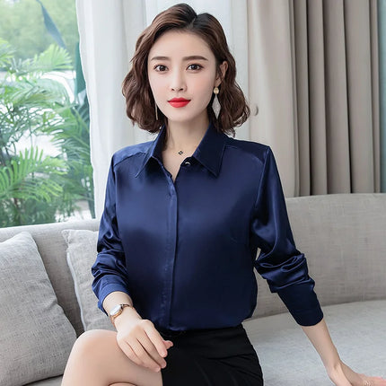 Satin Silk Work Shirt For Women Polished Office Look by zapcart