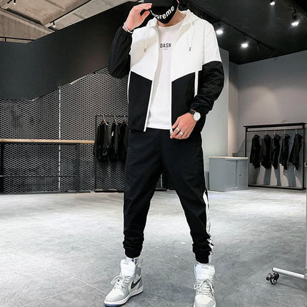 2025 Men Tracksuit Casual Joggers Hooded Sportswear Jackets And Pants 2 Piece Sets Hip Hop Running Sports Suit by zapcart