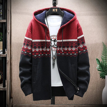 ENWEIGECN Mens Hooded Plaid Sweater Jacket Winter Warm by zapcart