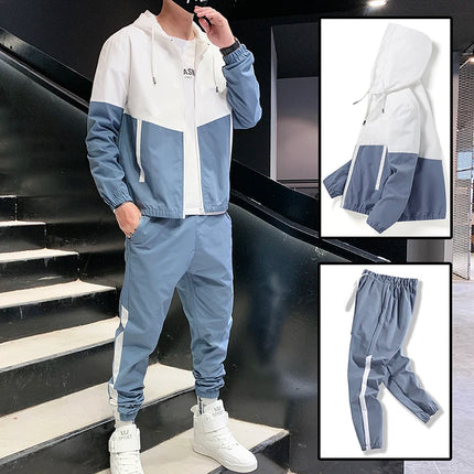 2025 Men Tracksuit Casual Joggers Hooded Sportswear Jackets And Pants 2 Piece Sets Hip Hop Running Sports Suit by zapcart