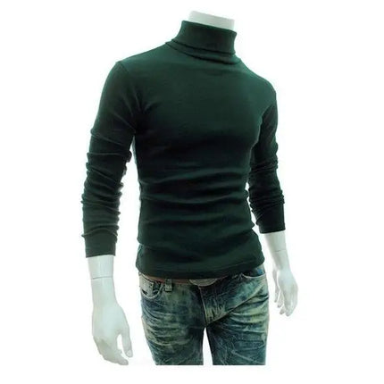 2020Fashion Men Turtleneck Sweater Solid Color Pullover by zapcart
