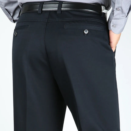 ICPANSCN Men High Waist Dress Pants Stretch Black Office by zapcart