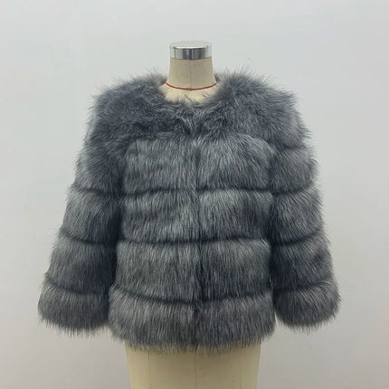 FANPUGUIZHEN Pink Faux Fur Coat For Women Warm And Elegant by zapcart