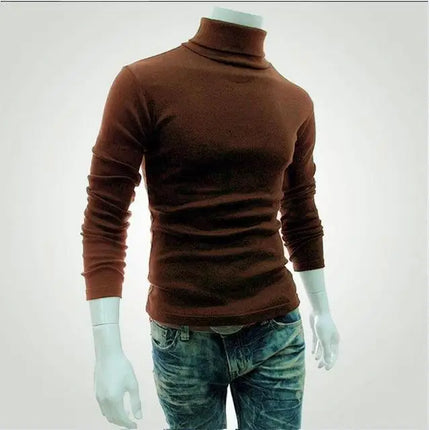 2020Fashion Men Turtleneck Sweater Solid Color Pullover by zapcart