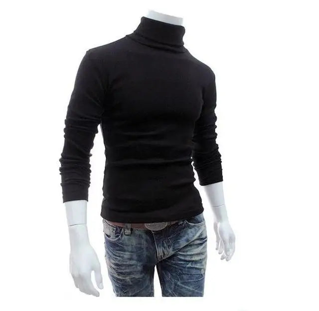 2020Fashion Men Turtleneck Sweater Solid Color Pullover by zapcart