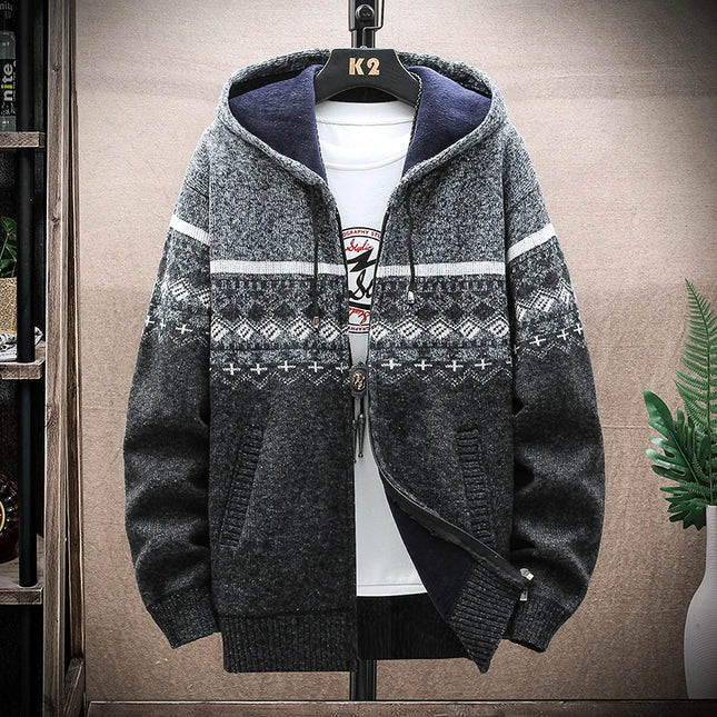 ENWEIGECN Mens Hooded Plaid Sweater Jacket Winter Warm by zapcart