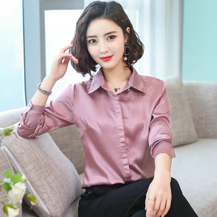 Satin Silk Work Shirt For Women Polished Office Look by zapcart