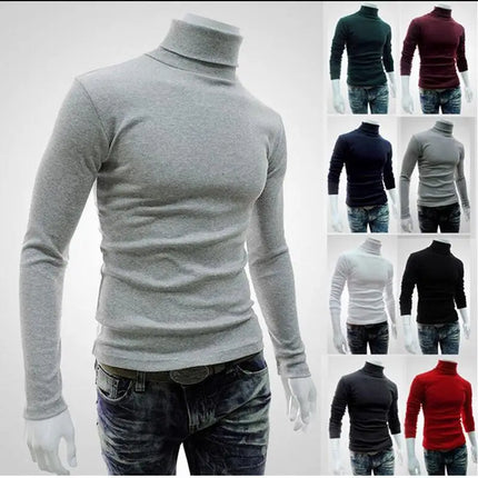 2020Fashion Men Turtleneck Sweater Solid Color Pullover by zapcart