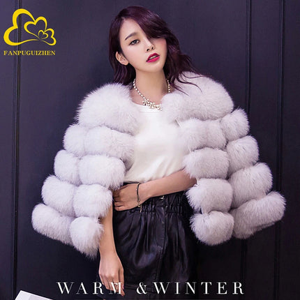 FANPUGUIZHEN Pink Faux Fur Coat For Women Warm And Elegant by zapcart