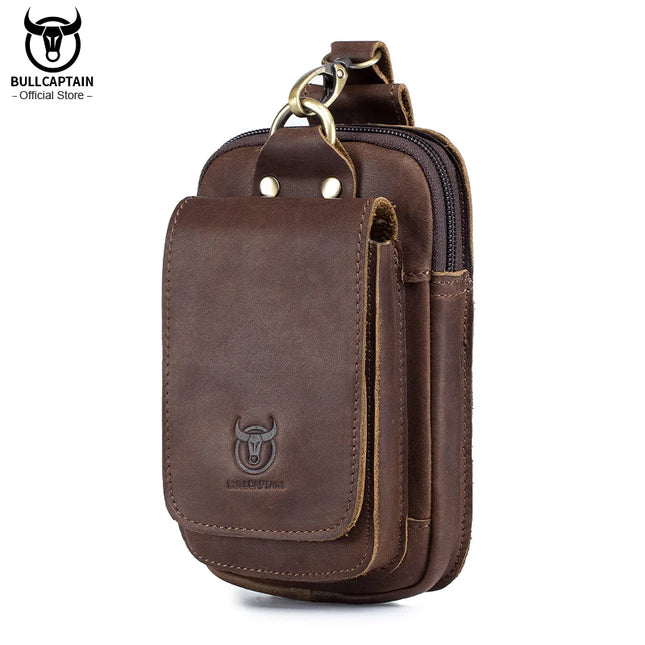 BullCaptain Leather Mens Waist Pack Hook Design Phone Pouch by zapcart