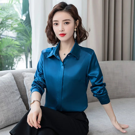 Satin Silk Work Shirt For Women Polished Office Look by zapcart