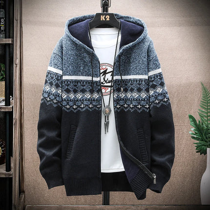 ENWEIGECN Mens Hooded Plaid Sweater Jacket Winter Warm by zapcart