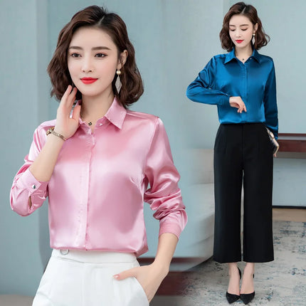 Satin Silk Work Shirt For Women Polished Office Look by zapcart