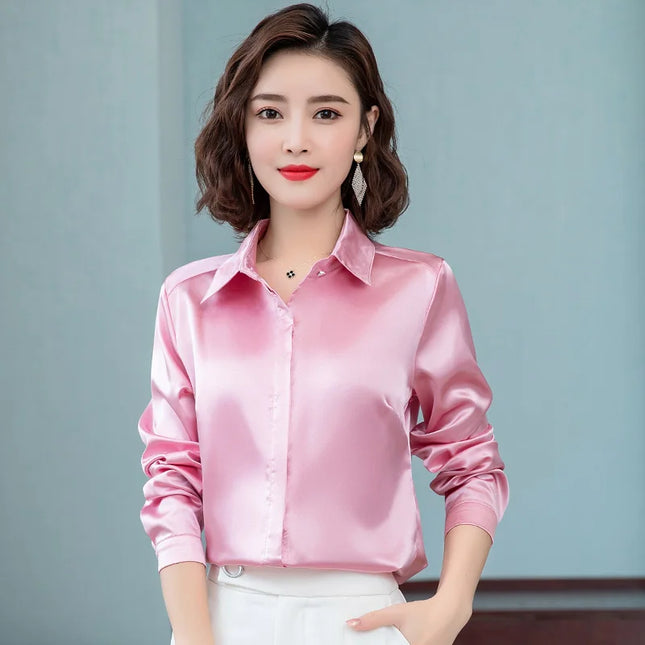 Satin Silk Work Shirt For Women Polished Office Look by zapcart