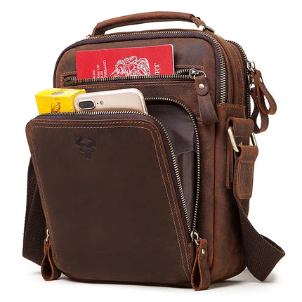 HUMERPAUL Genuine Leather Mens Shoulder Bag Large Capacity by zapcart