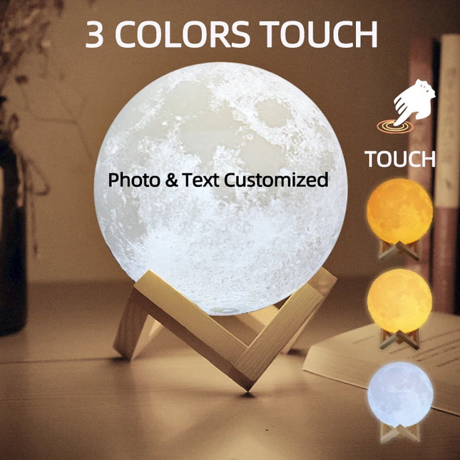 3D Printing Moon Lamp Personalized Photo Text Customized USB Night Light Birthday Mother Day Valentine's Christmas Lunar Gift by zapcart