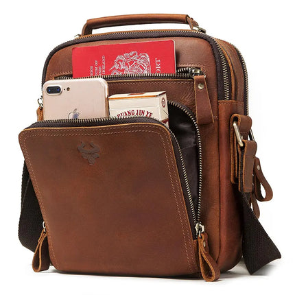 HUMERPAUL Genuine Leather Mens Shoulder Bag Large Capacity by zapcart