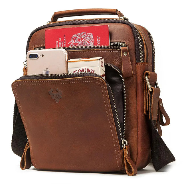 HUMERPAUL Genuine Leather Mens Shoulder Bag Large Capacity by zapcart