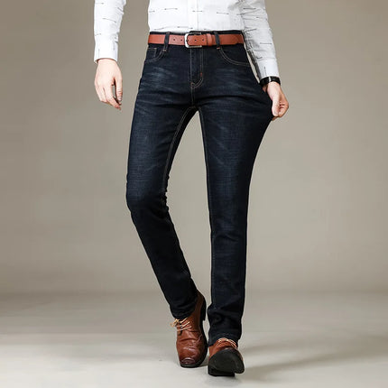 Brother Wang Mens Autumn Classic Fitted Stretch Jeans by zapcart