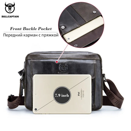 BullCaptain Men Genuine Leather Crossbody Bag Large Capacity by zapcart