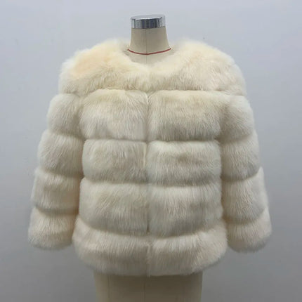 FANPUGUIZHEN Pink Faux Fur Coat For Women Warm And Elegant by zapcart