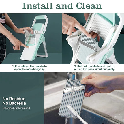 LMETJMA Adjustable Mandoline Slicer Stainless Steel Vegetable Slicer Julienne Safe Vegetable Dicer Onion Carrot Slicer KC0420 by zapcart