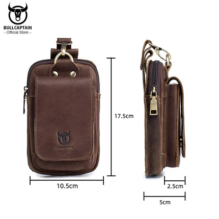 BullCaptain Leather Mens Waist Pack Hook Design Phone Pouch by zapcart