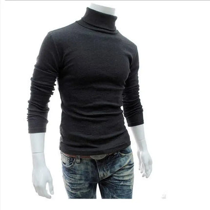 2020Fashion Men Turtleneck Sweater Solid Color Pullover by zapcart