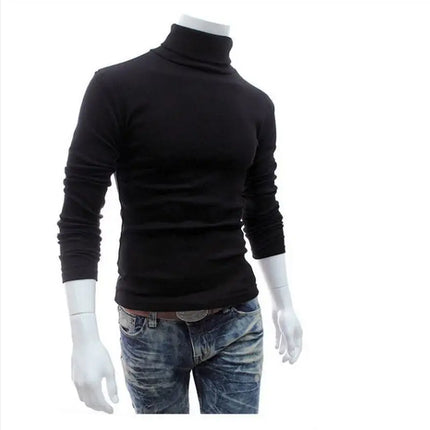 2020Fashion Men Turtleneck Sweater Solid Color Pullover by zapcart