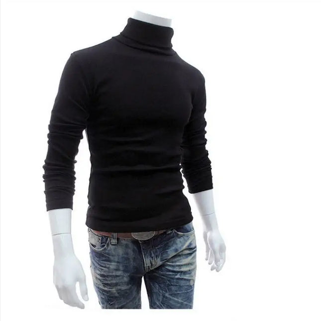 2020Fashion Men Turtleneck Sweater Solid Color Pullover by zapcart