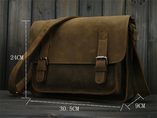FANCODICN Vintage Crazy Horse Leather Men Messenger Bag by zapcart