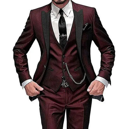 Solovedress Mens Slim Burgundy Tuxedo Wedding Suits by zapcart