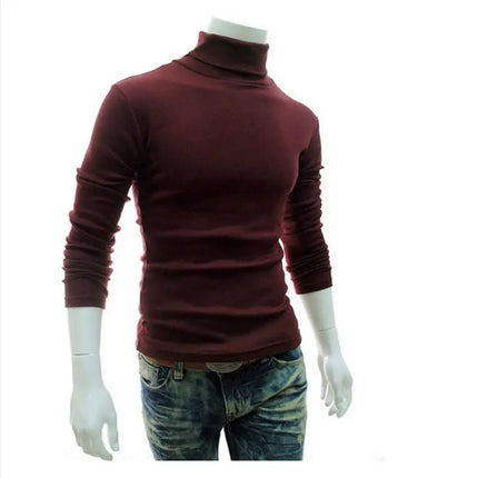 2020Fashion Men Turtleneck Sweater Solid Color Pullover by zapcart