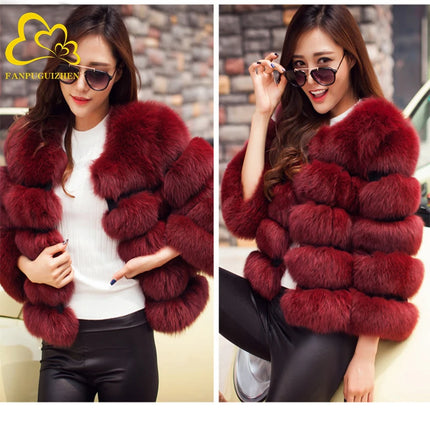 FANPUGUIZHEN Pink Faux Fur Coat For Women Warm And Elegant by zapcart