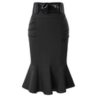 Belle Poque Pencil Skirt Women High Waist Belt Officewear by zapcart